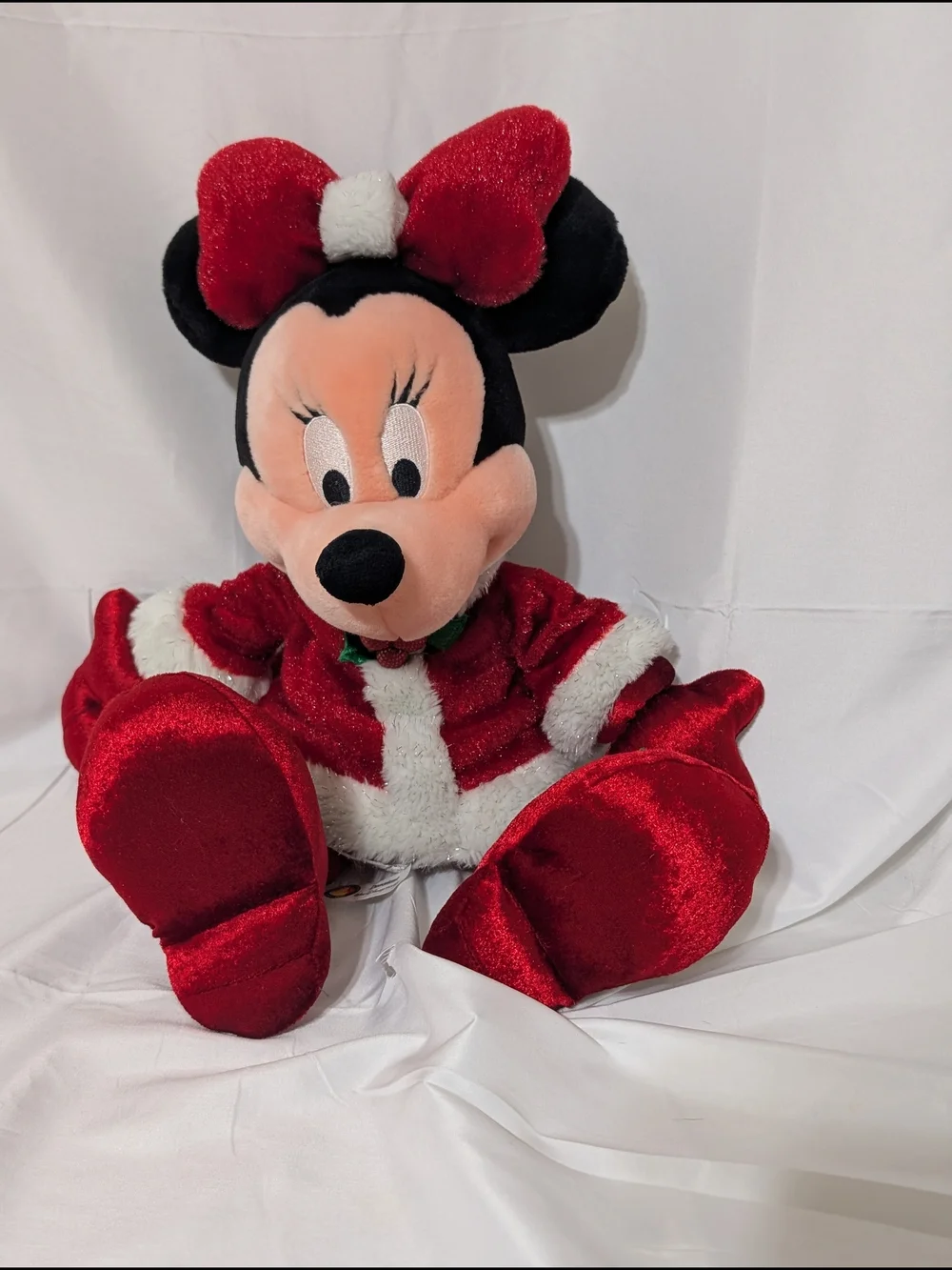 Disney Minnie Mouse Plush in Red and Black Holiday Outfit